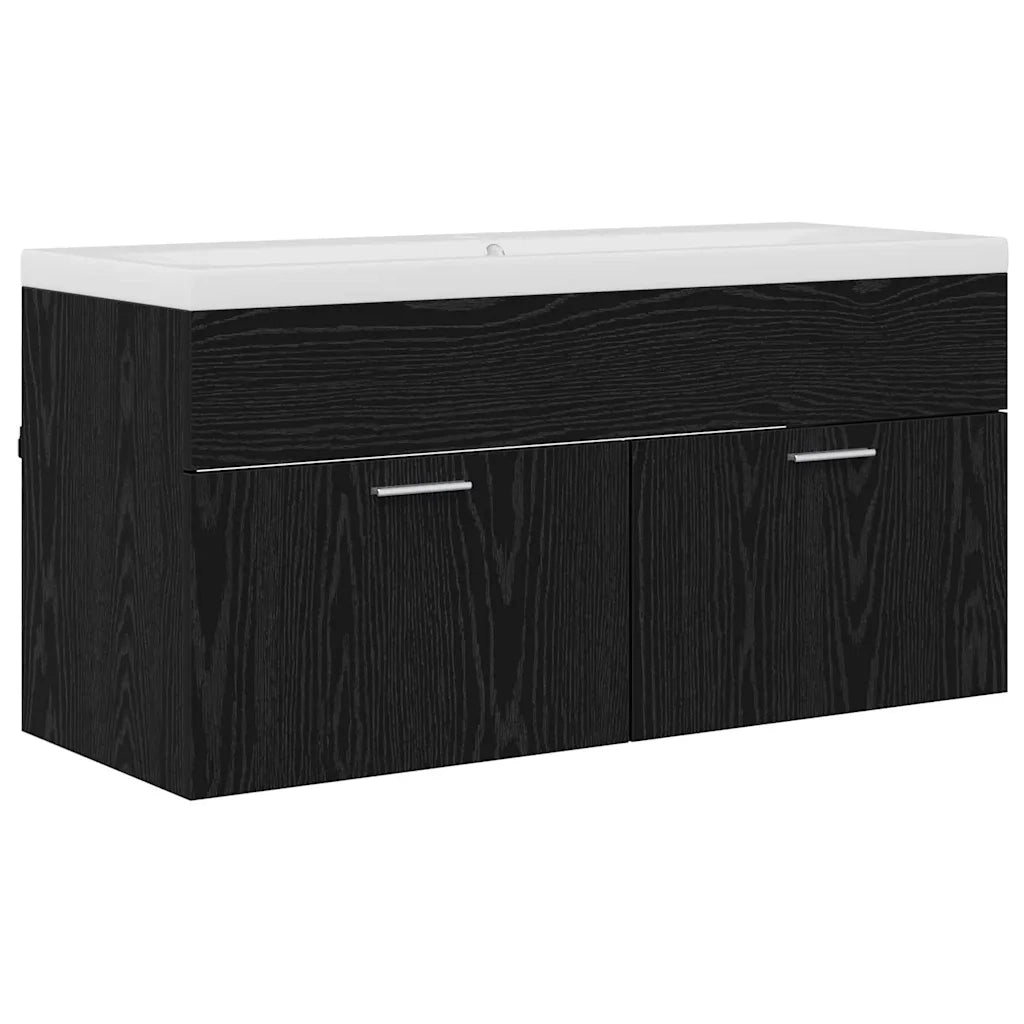 Mobile da Bagno con porta Rovere Nero 100 x 38,5 x 46 cm 3416131