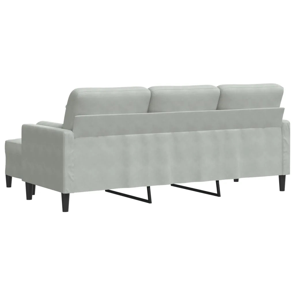 Divano | Divano da soggiorno | Sofa a 3 Posti con Poggiapiedi Grigio Chiaro 180cm in Velluto