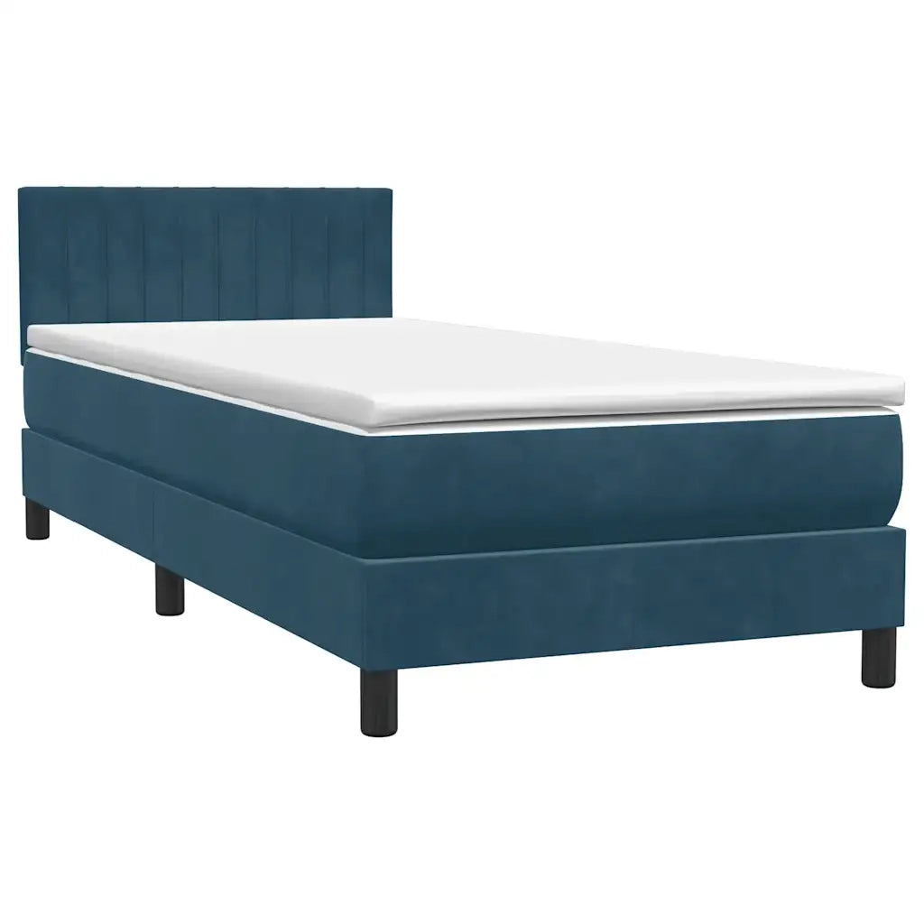 Giroletto a Molle con Materasso Blu Scuro 80x220 cm Velluto