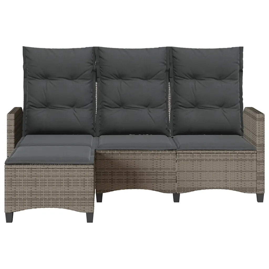 Divano Giardino Reclinabile a L con Cuscini Grigio Polyrattan 4108240