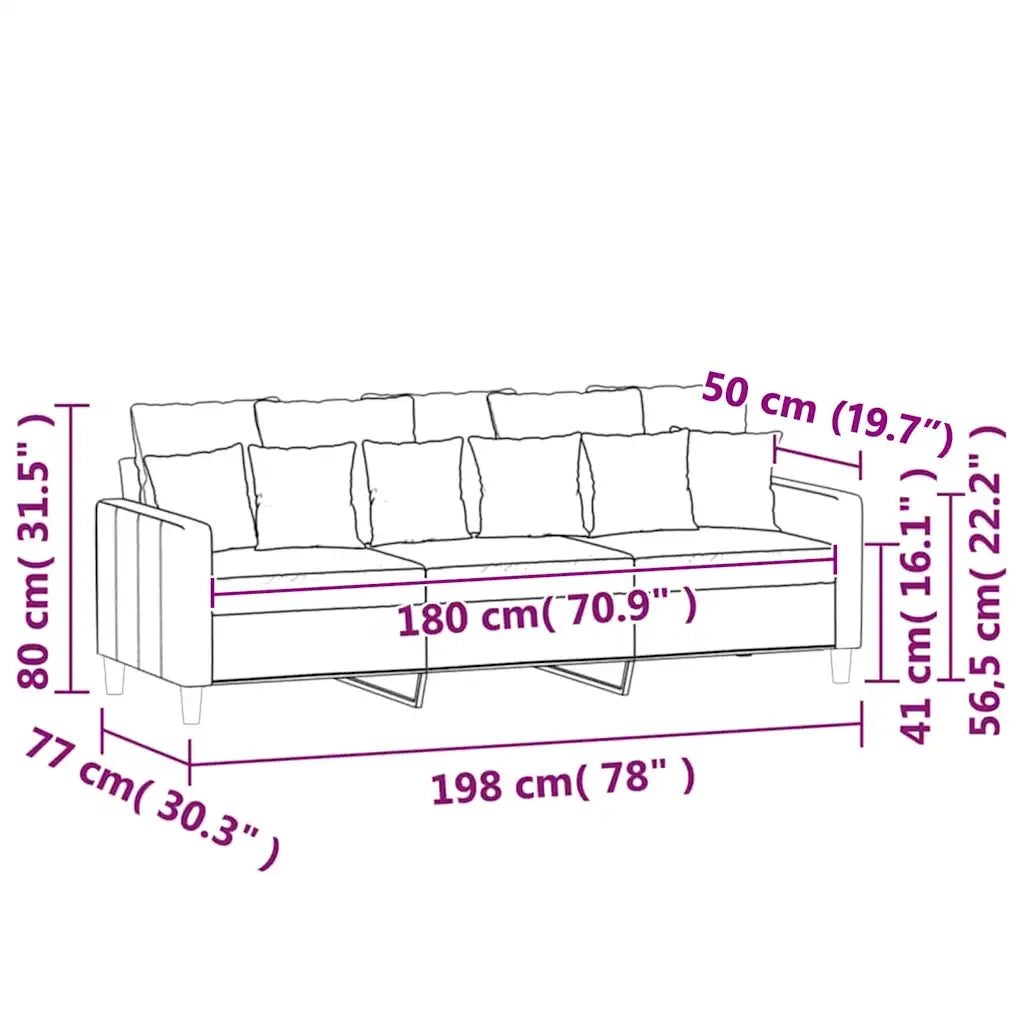 Divano a 3 Posti-Sofa 3 Posti Giallo 180 cm in Velluto 737855