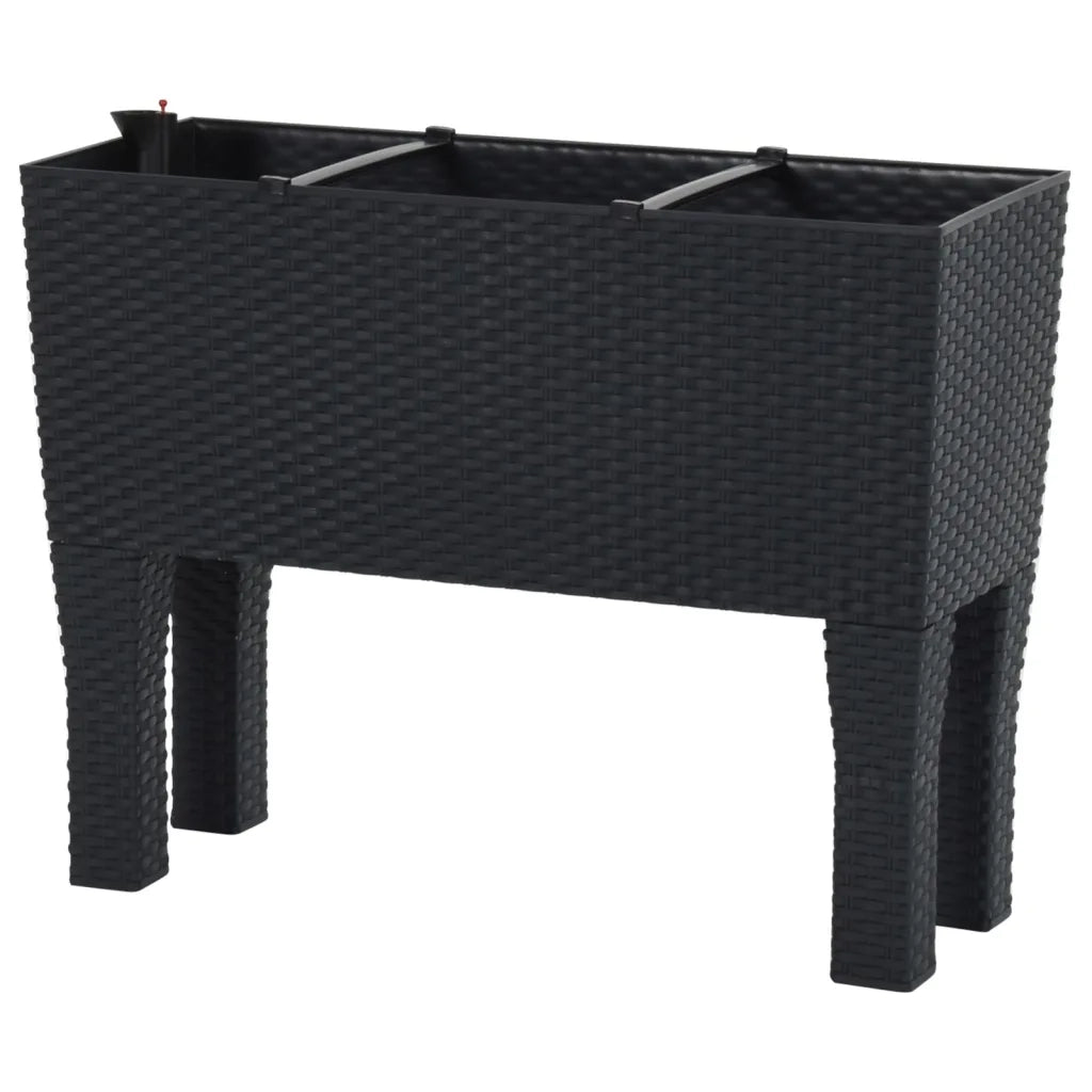 Fioriera | Cassetta per fiori | Vaso Rialzata da Giardino Antracite 60x25x46cm in Rattan PP