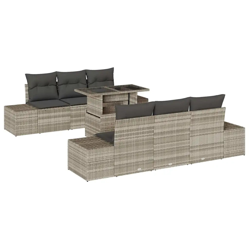 Set Divano da Giardino 7 pcs Grigio chiaro e grigio scuro