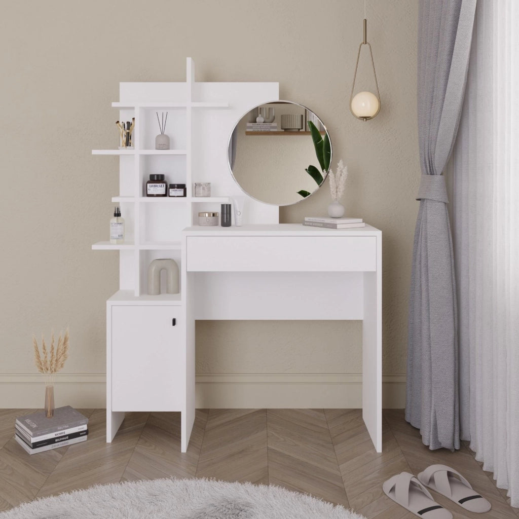 Tavolo da trucco in legno "Mup" 105 x 35 x 151 cm - Bianco