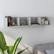 Scaffale Porta CD Grigio Cemento 100x18x18 cm Legno Multistrato 801323