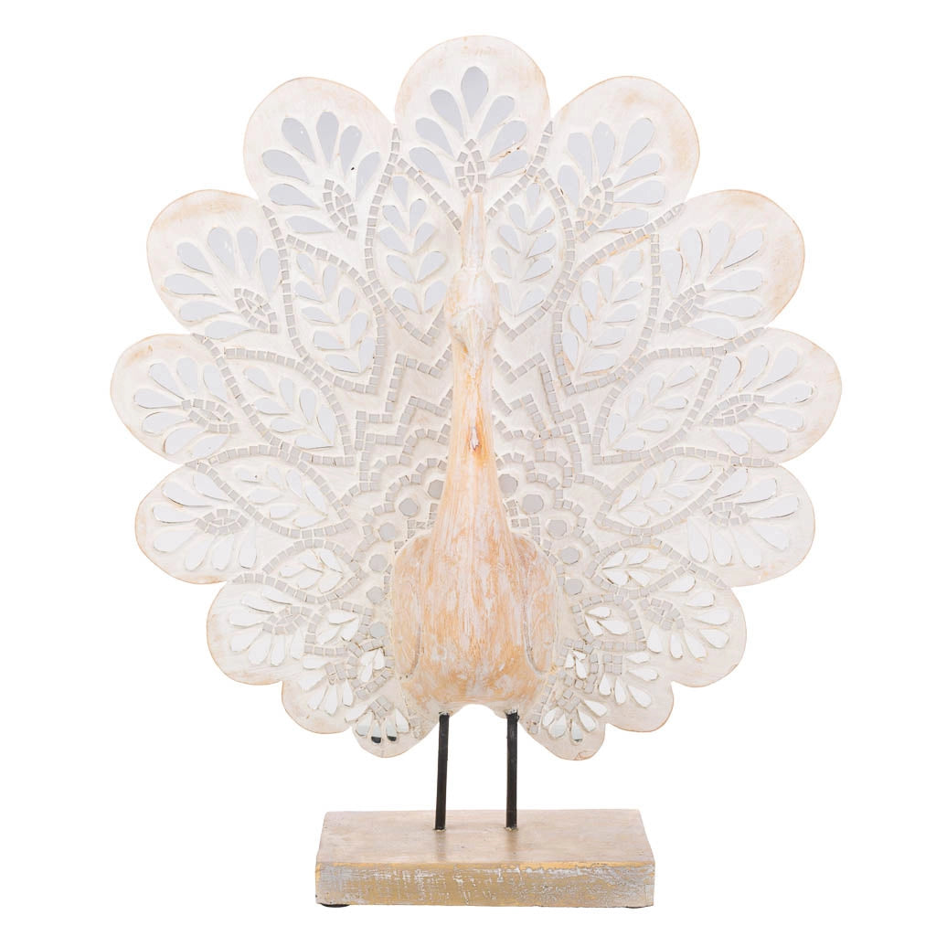 Figura pavone in mosaico 46x12x53h