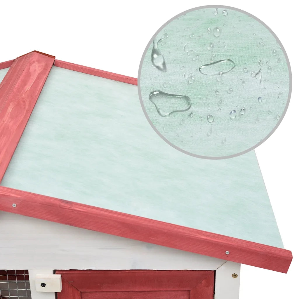 Conigliera per Esterni con 3 Porte Rossa in Legno CFW6799895