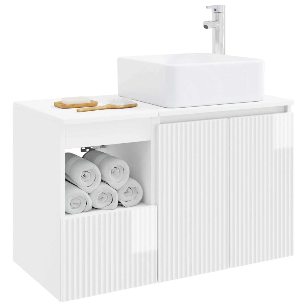 Set di mobili per il bagno 2 pz Bianco Lucido 3404048