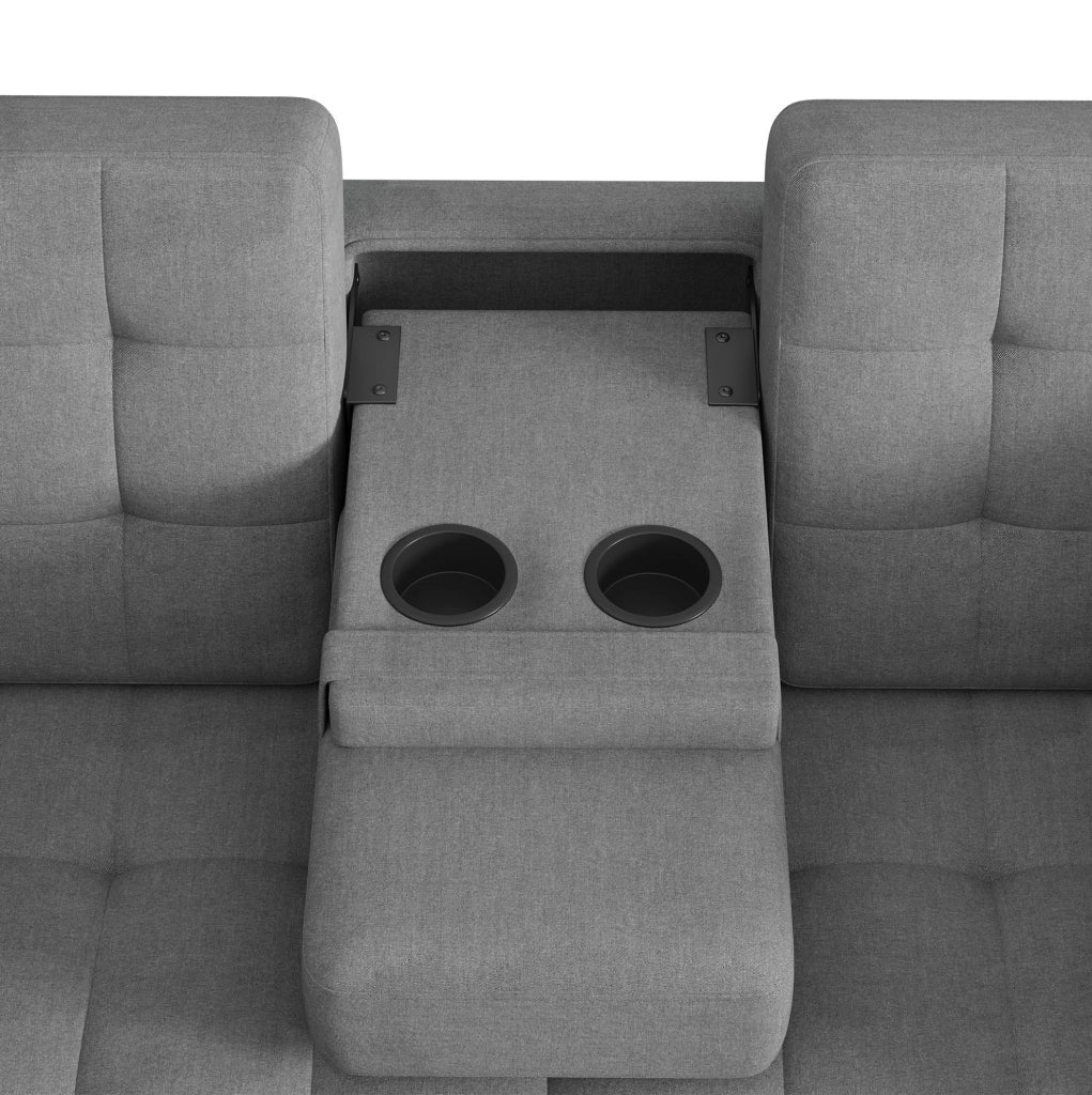 Divano letto a 2 posti con schienale reclinabile e contenitore; 159 cm; grigio
