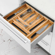 Cassa da stivella in bambù - 8 cassetti - Configurazione personalizzabile - 33-50 x 43 x 5 cm - Cassetto per utensili da cucina e attrezzi