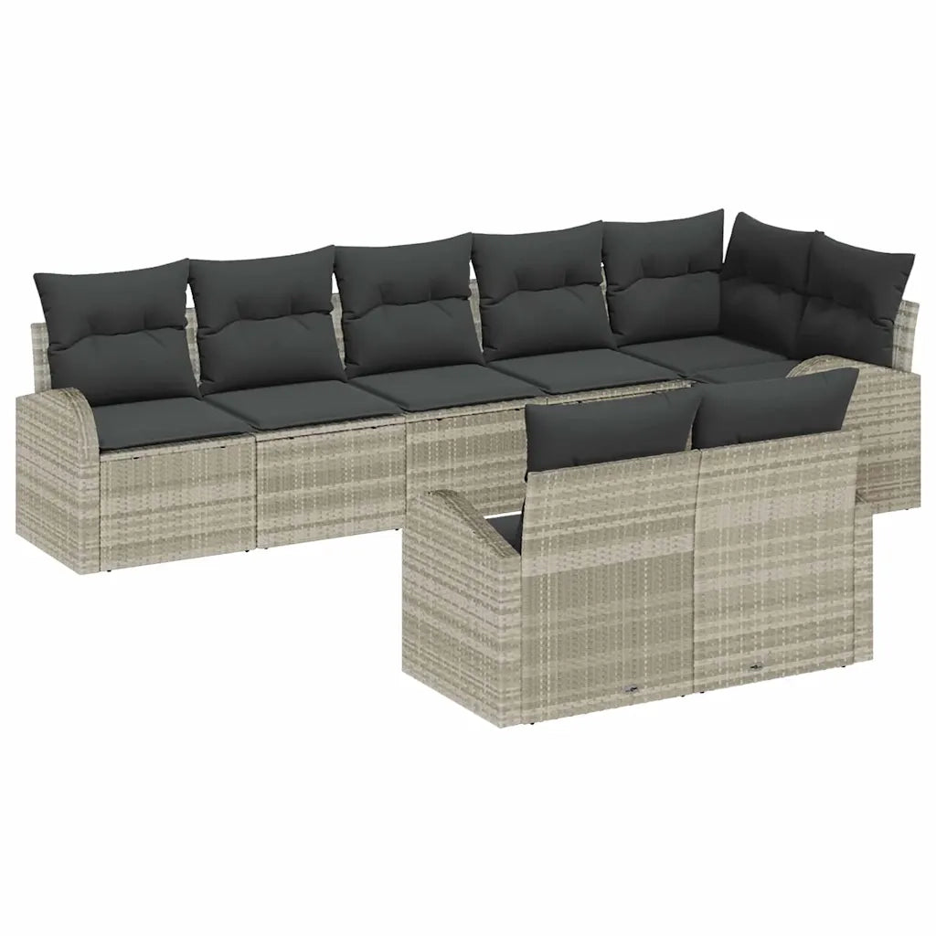 Set Divano da Giardino 8 pcs Grigio chiaro polyrattan 3354761