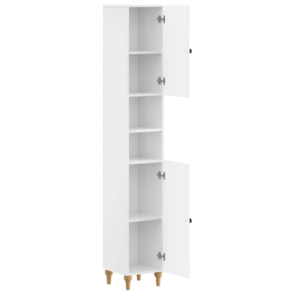 Armadio da Bagno con Ripiano Aperto ALKMAAR Bianco Lucido 896159