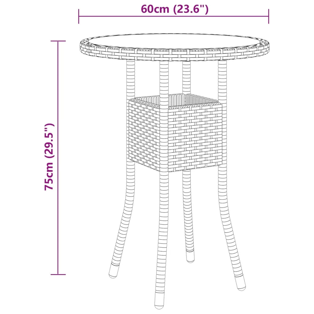 Set da Pranzo per Giardino 3 pz | Set Salotto da Giardino in Polyrattan Grigio