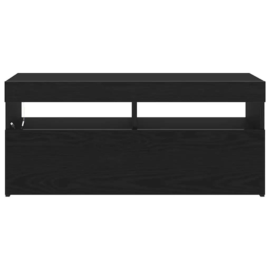 Mobile TV | Armadietto TV | Mobile Porta TV con LED Rovere Nero 90 x 35 x 40 cm Legno multistrato