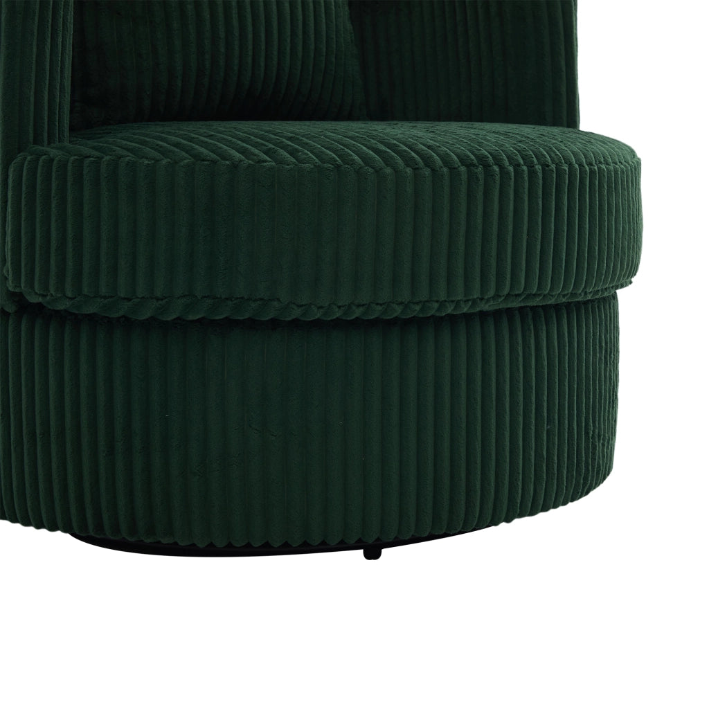 Poltrona girevole 360° con contenitore e seduta imbottita in corduroy verde smeraldo 76×79×78 cm