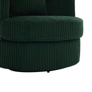 Poltrona girevole 360° con contenitore e seduta imbottita in corduroy verde smeraldo 76×79×78 cm