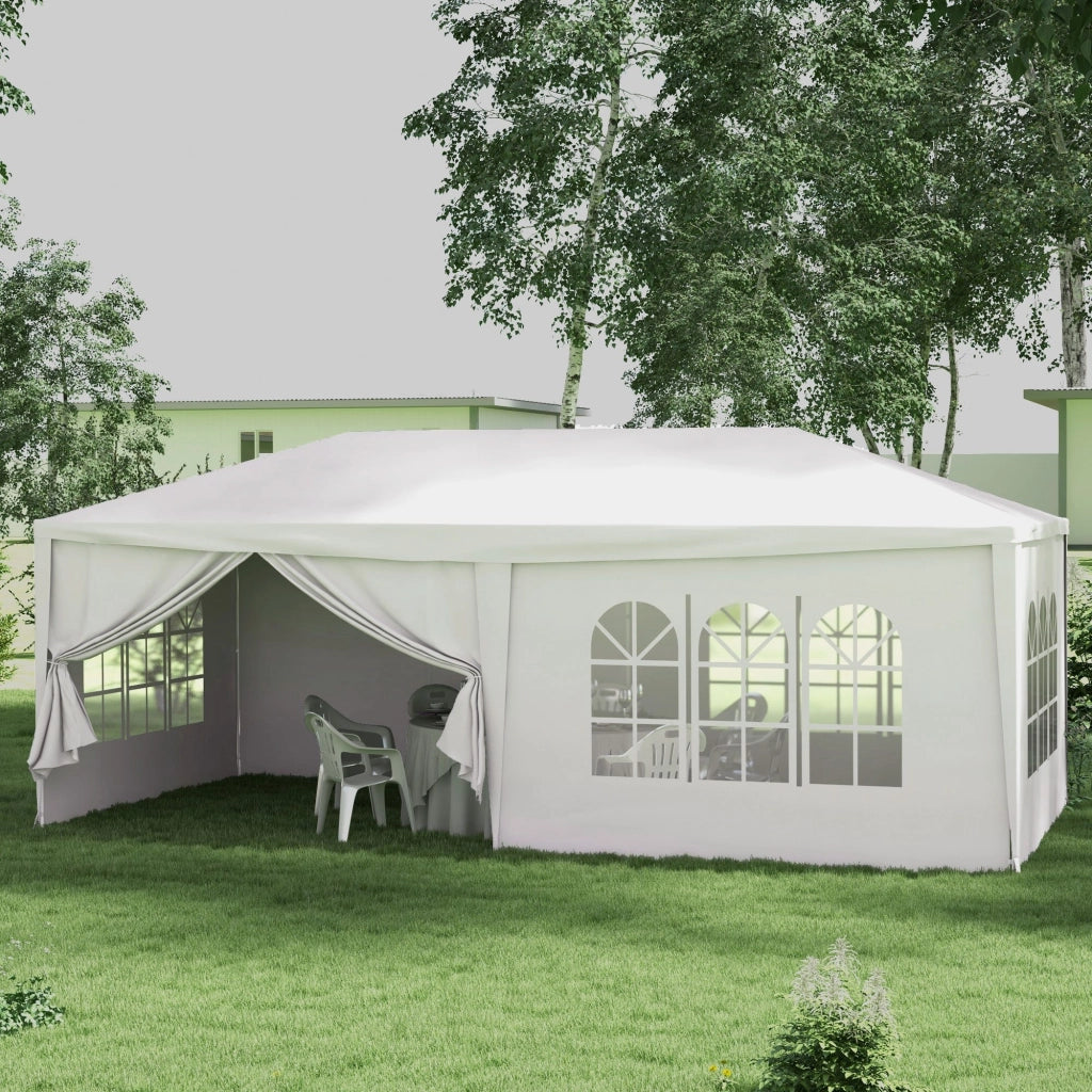 Gazebo per Feste 6x3m con Pareti ¨C zephmum ¨C Bianco