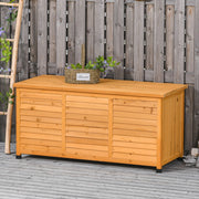 OKWISH Cassapanca da Giardino, con Coperchio Apribile e Struttura a Doghe, per Esterno, Legno, Giallo, 127 × 56 × 60 cm