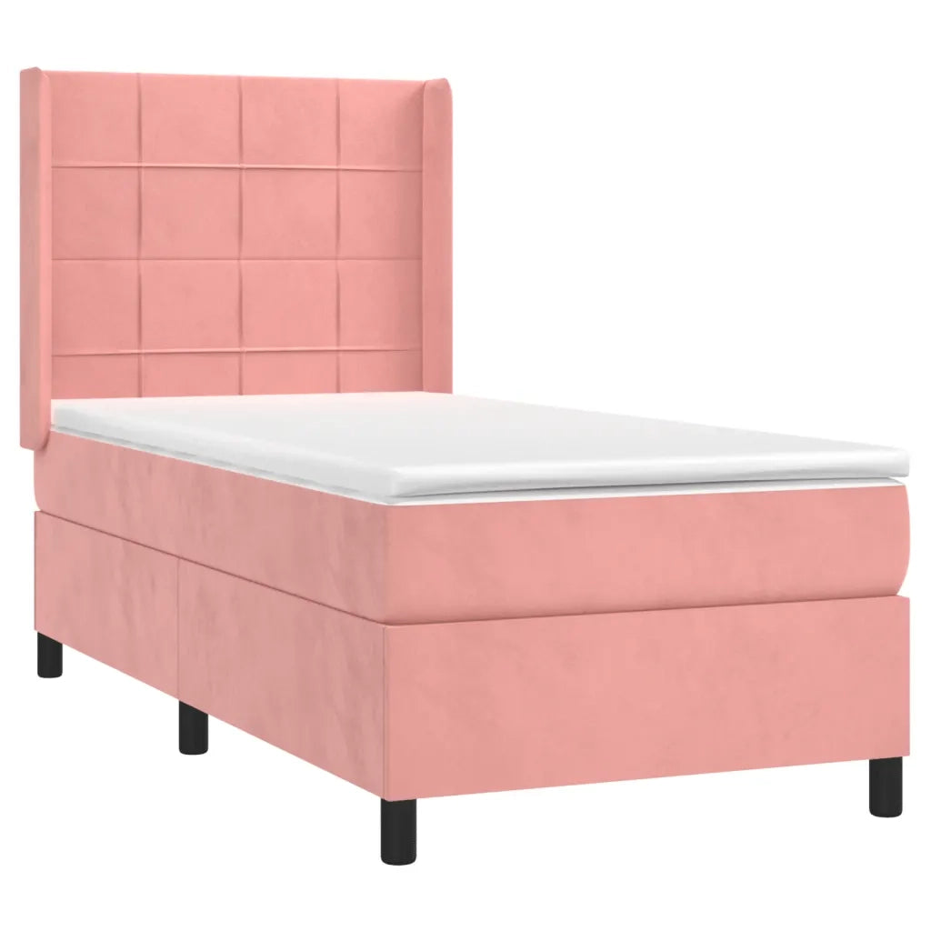 Giroletto a Molle con Materasso Rosa 90x190 cm in Velluto cod mxl 60946