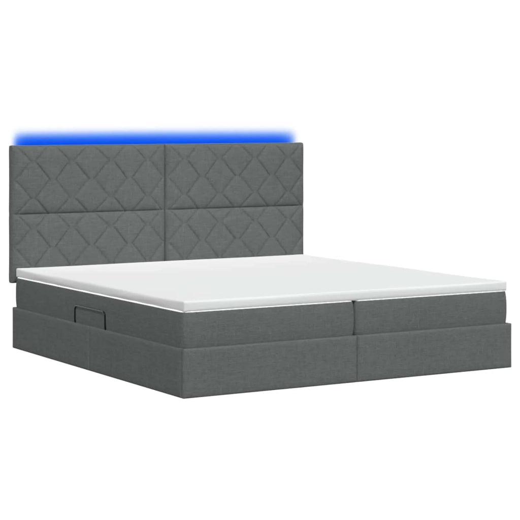 Letto con contenitore LED e materasso Grigio Scuro 200 x 200 cm 3460030