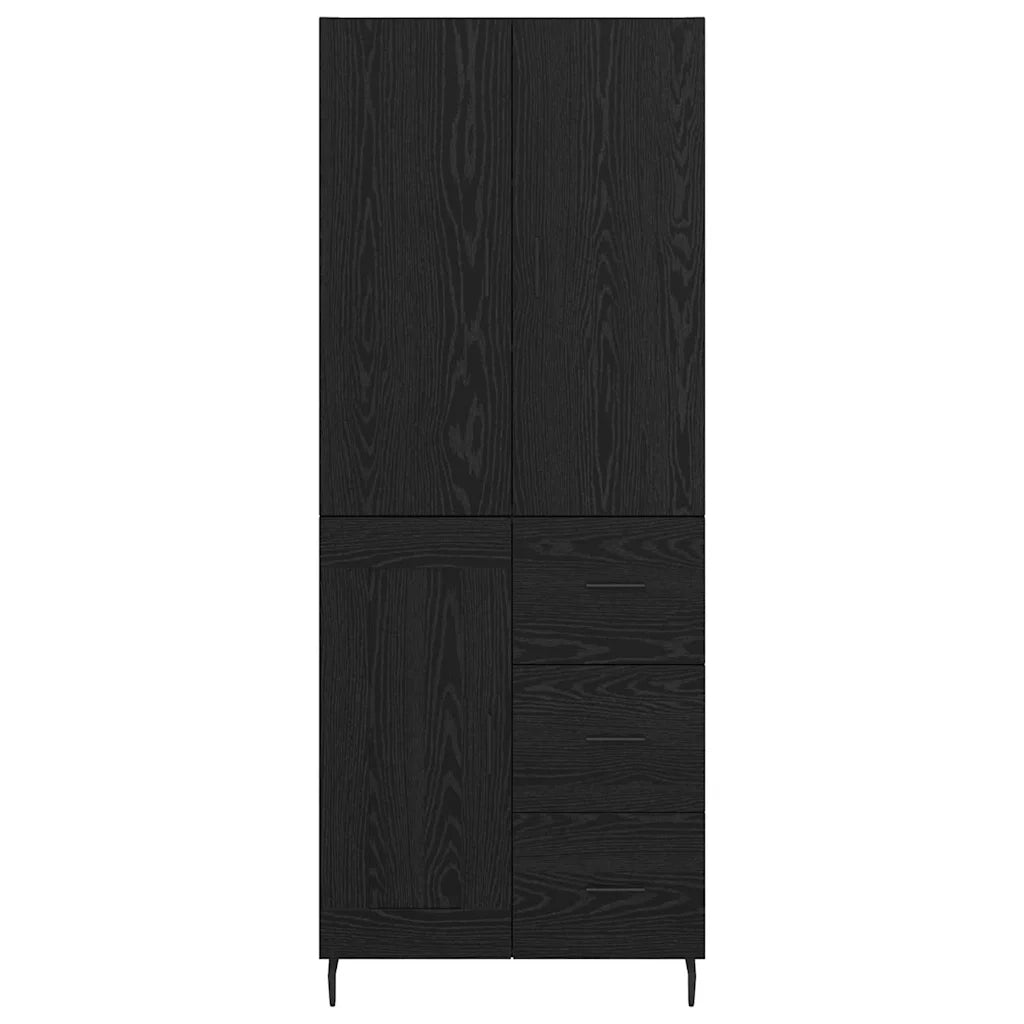 Credenza 2 pz | Madia | Buffet da pranzo | Armadio da pranzo Rovere nero Legno Stratificato e Vetro