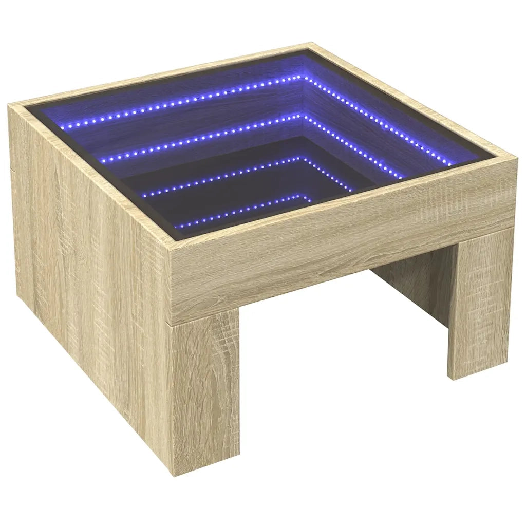 Tavolino da salotto | Tavolino da caff¨¨ | Tavolino da Soggiorno con LED Infinity Rovere Sonoma 50x50x30 cm