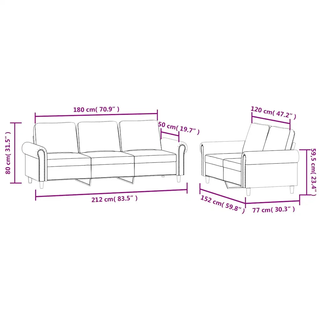 Set di Divani 2 pz con Cuscini Marrone in Velluto 3202257