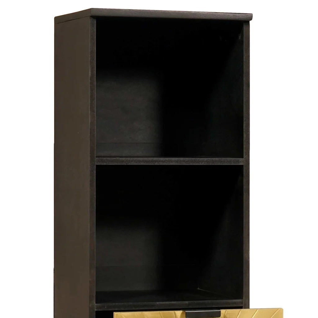 vidaXL Mobile da Bagno con cassetto Nero e Oro 38 x 33 x 160 cm