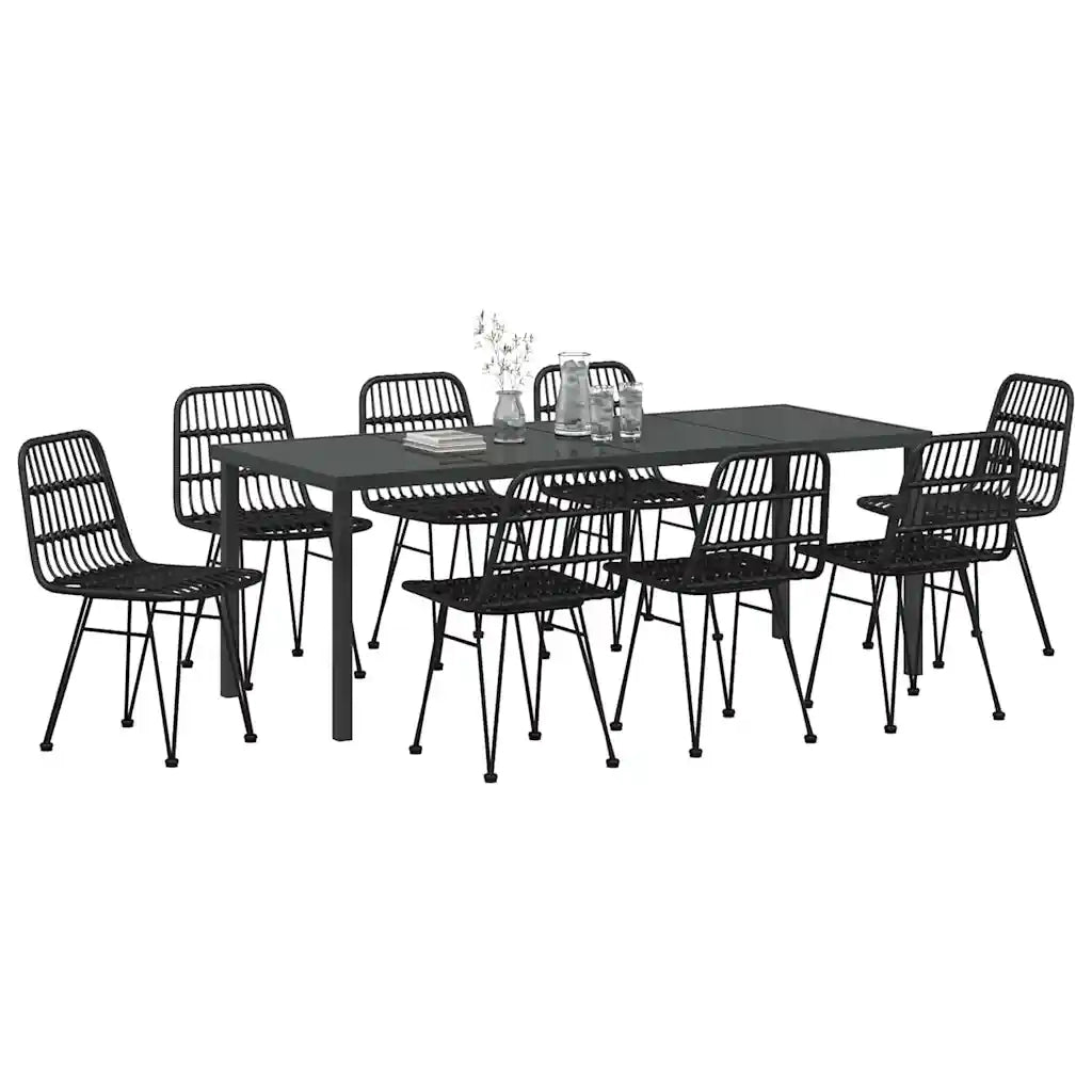 Set da Pranzo per Giardino 9 pcs Nero 3379204