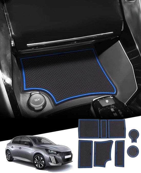 Materassini in gomma Antiscivolo compatibili con Peugeot 208 e-208/Peugeot 2008 e-2008 Restyling 2020-2024 2025, Tappetini per console centrale, Materassini per Deur naad per 208 e-208 Accessori