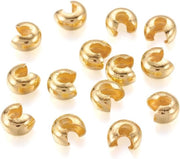 Coperchi a forma di mezzaluna per coprire i fermagli - Fermagli di copertura in ottone dorato - 100 pezzi - Per bracciali e collane - Creazione di gioielli - Coperture di nodi - Coperture di fermagli