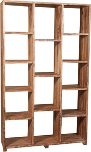 Biscottini Libreria in legno massello di tiglio finitura naturale L121xPR36xH200 cm. Made in Italy