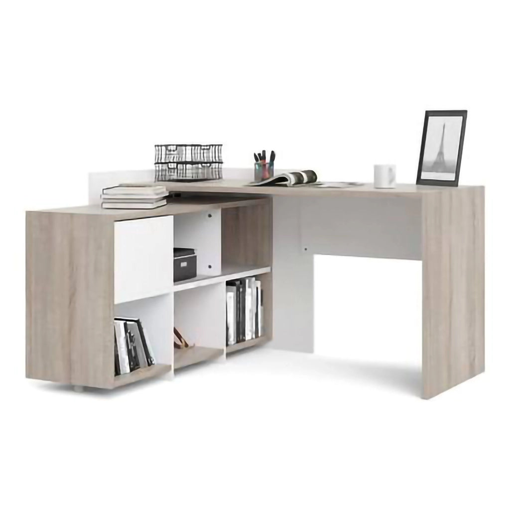 Canaro, Scrivania Angolare, 140x120x80.4h cm Marrone Quercia