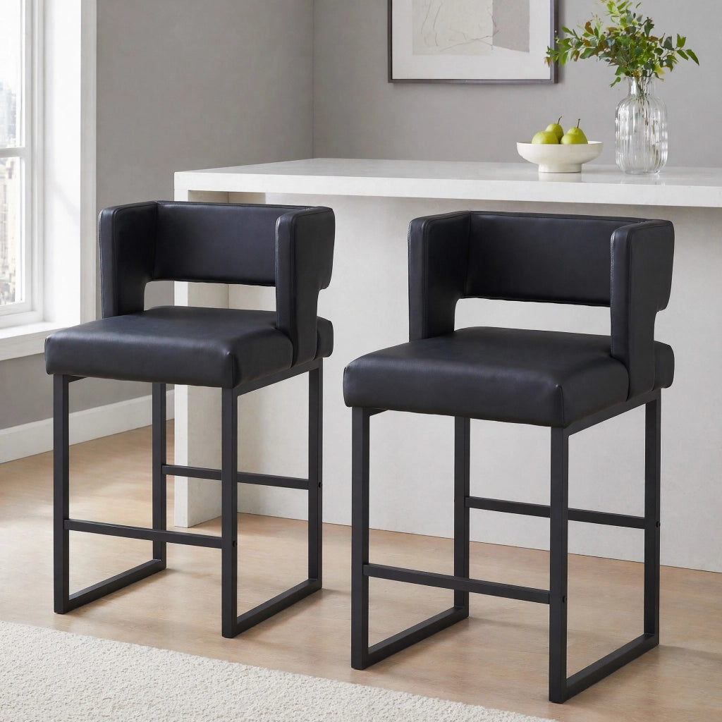 SGABELLO da bar design nordico 91,4 cm nero metallo e PU