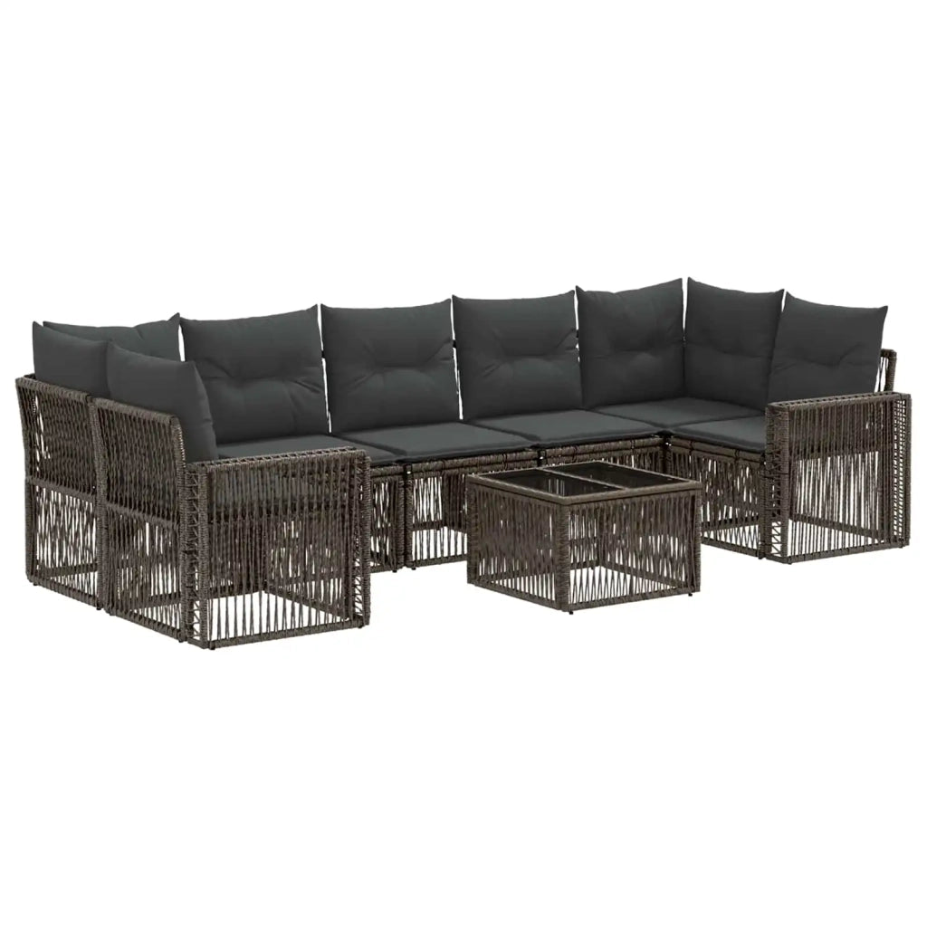 Set Divano da Giardino 8 pz Grigio polyrattan 3435065