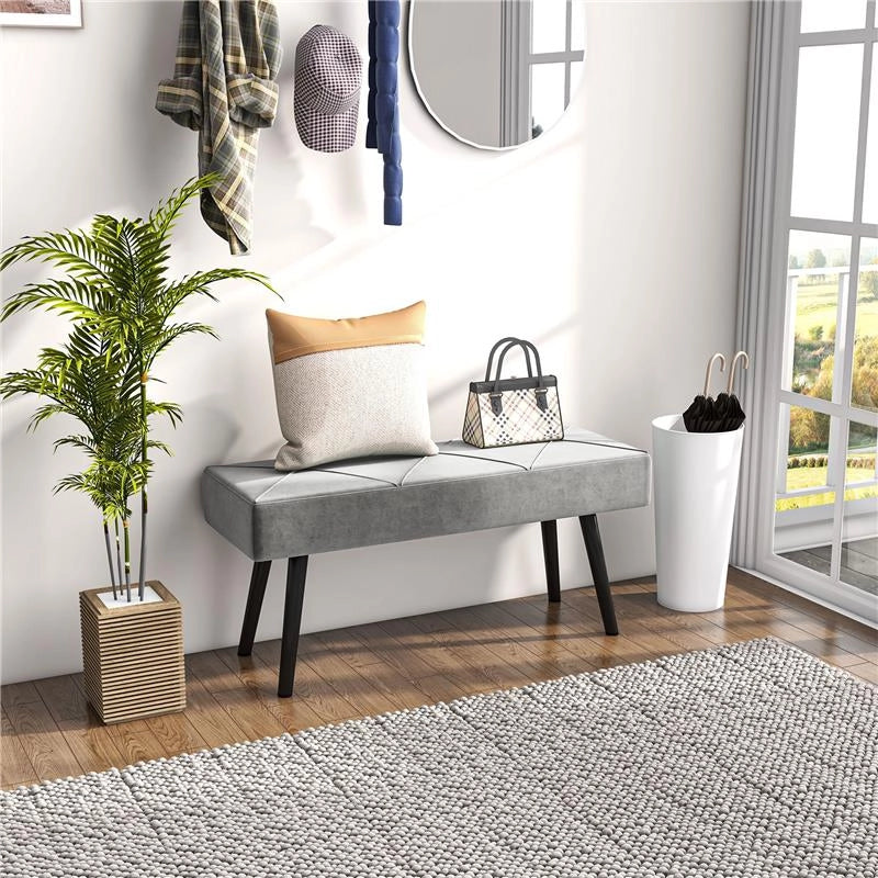PANCA IMBOTTITA FONDOLETTO IN VELLUTO CON GAMBE IN ACCIAIO, 100X36X45CM, GRIGIO