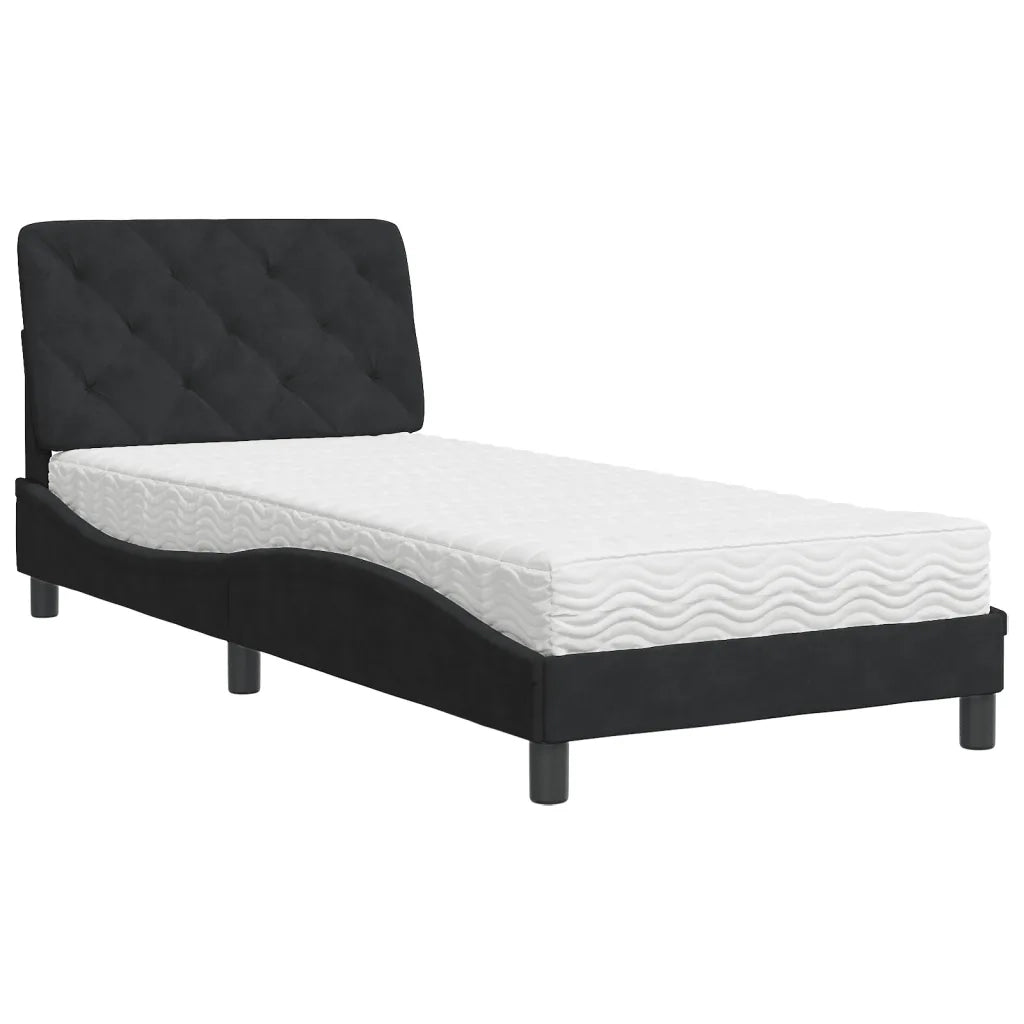 Letto con Materasso Nero 90x200 cm in Velluto 3208636