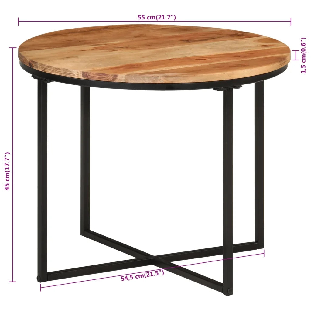 Tavolino salotto | Tavolino da caff¨¨ | Tavolino da Soggiorno 55x55x45cm in Legno Massello di Acacia e Ferro