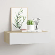 Mensola a muro con cassetti in rovere e bianco 40x23,5x10 cm MDF 330249