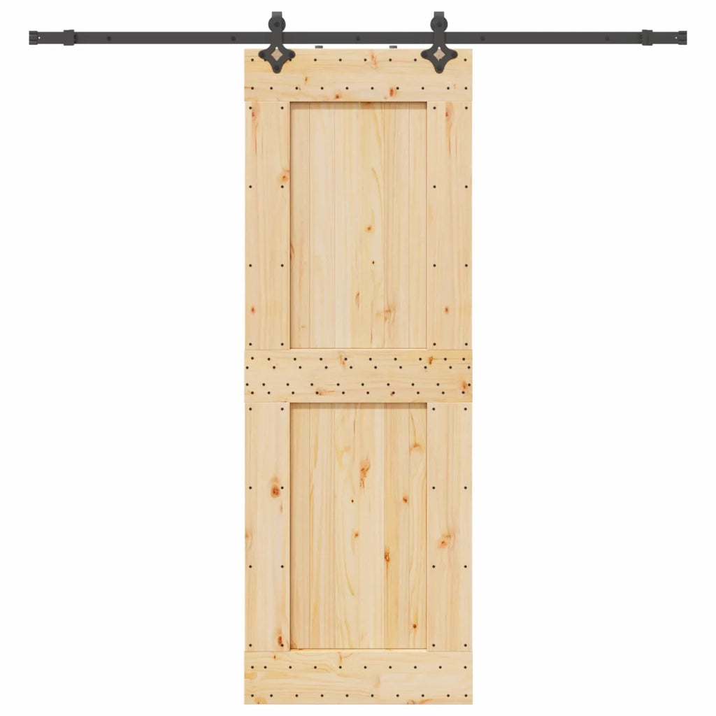Porta scorrevole NARVIK Naturale e Nero 80 x 210 cm (213,5 cm)