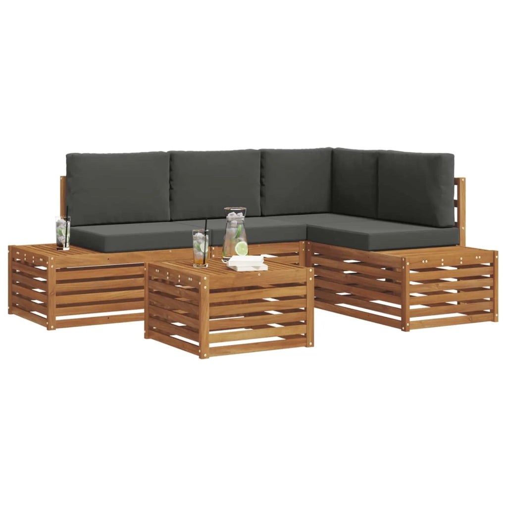 Set di divani da esterno Naturale e Antracite 59 x 59 x 37 cm