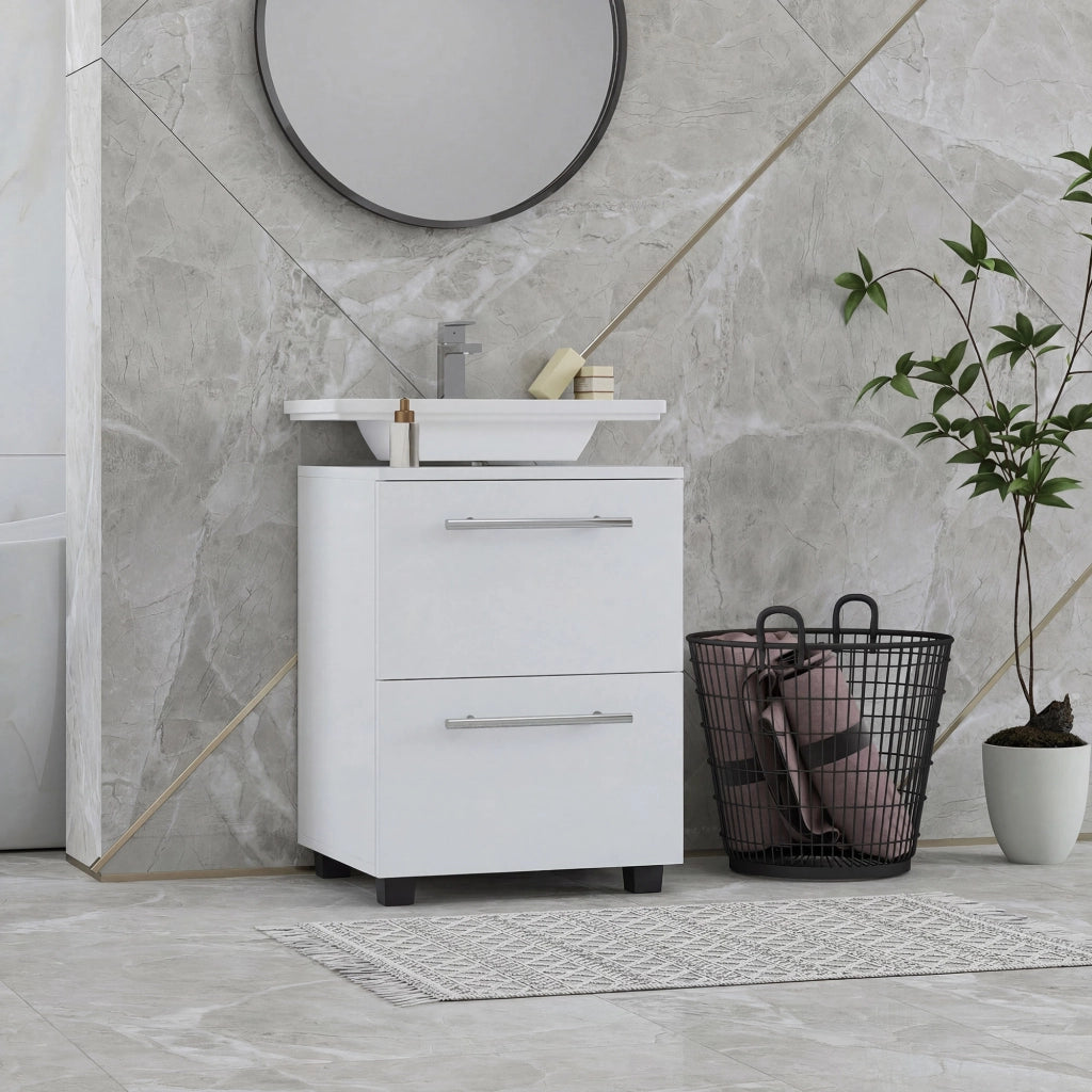 Mobile sottolavabo con cassetto ¨C Xylo ¨C Truciolare bianco compatto