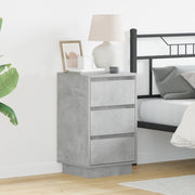 Comodino con illuminazione LED Grigio cemento 39x34,5x65 cm Legno ingegnerizzato