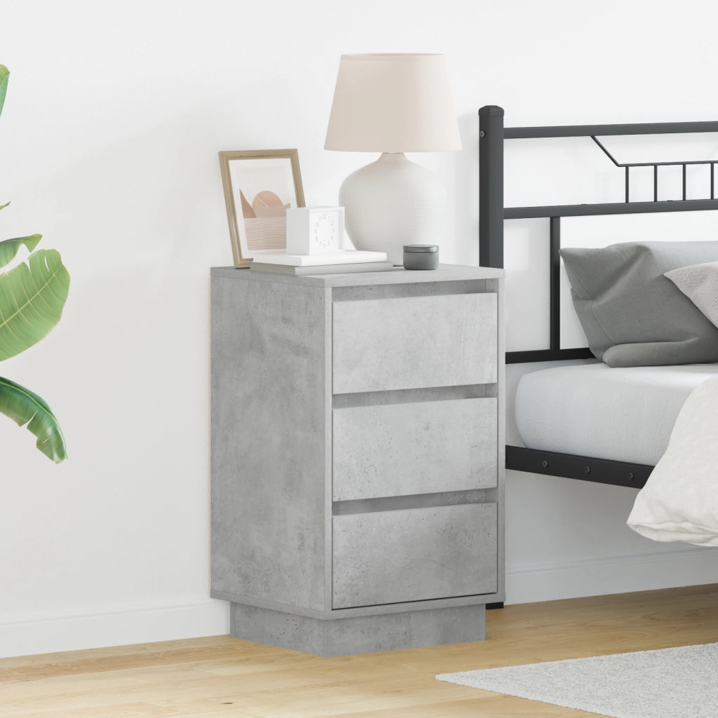 Comodino con illuminazione LED Grigio cemento 39x34,5x65 cm Legno ingegnerizzato