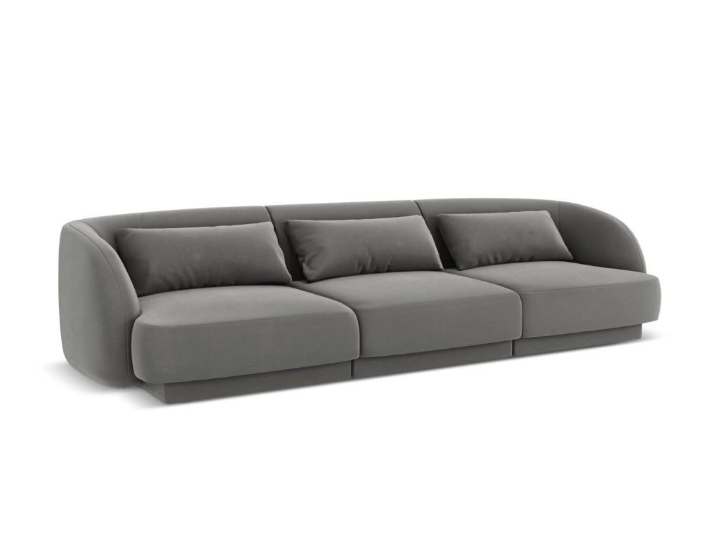 Cosmopolitan Design - Divano "Tulum" 3 posti in velluto grigio chiaro 
