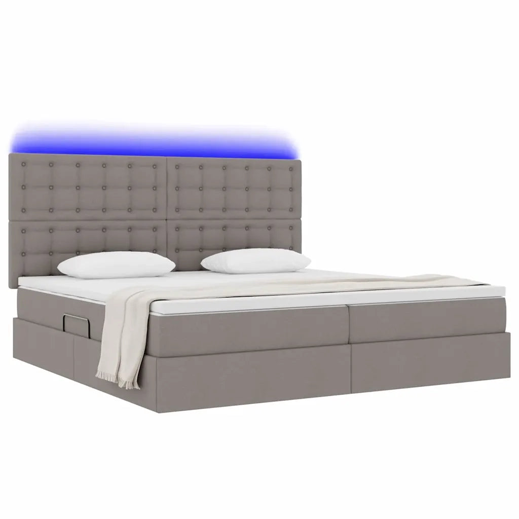 Letto con contenitore LED e materasso Tortora 200 x 200 cm