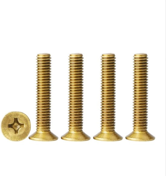 Viti a croce in rame, anticorrosive, 10 pezzi, per lavorazione del legno, con testa piatta, modello M6, con testa sottovuoto.