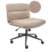 Sedia da scrivania per ufficio Beige Boucle Rivestimento ampio senza braccioli Seduta pneumatica Base girevole Inclinabile