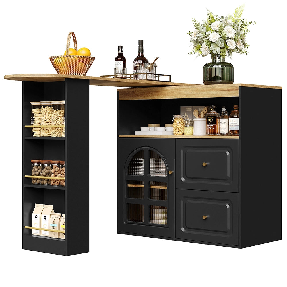 Credenza girevole - Xylo - 360° 2 cassetti/vetro nero