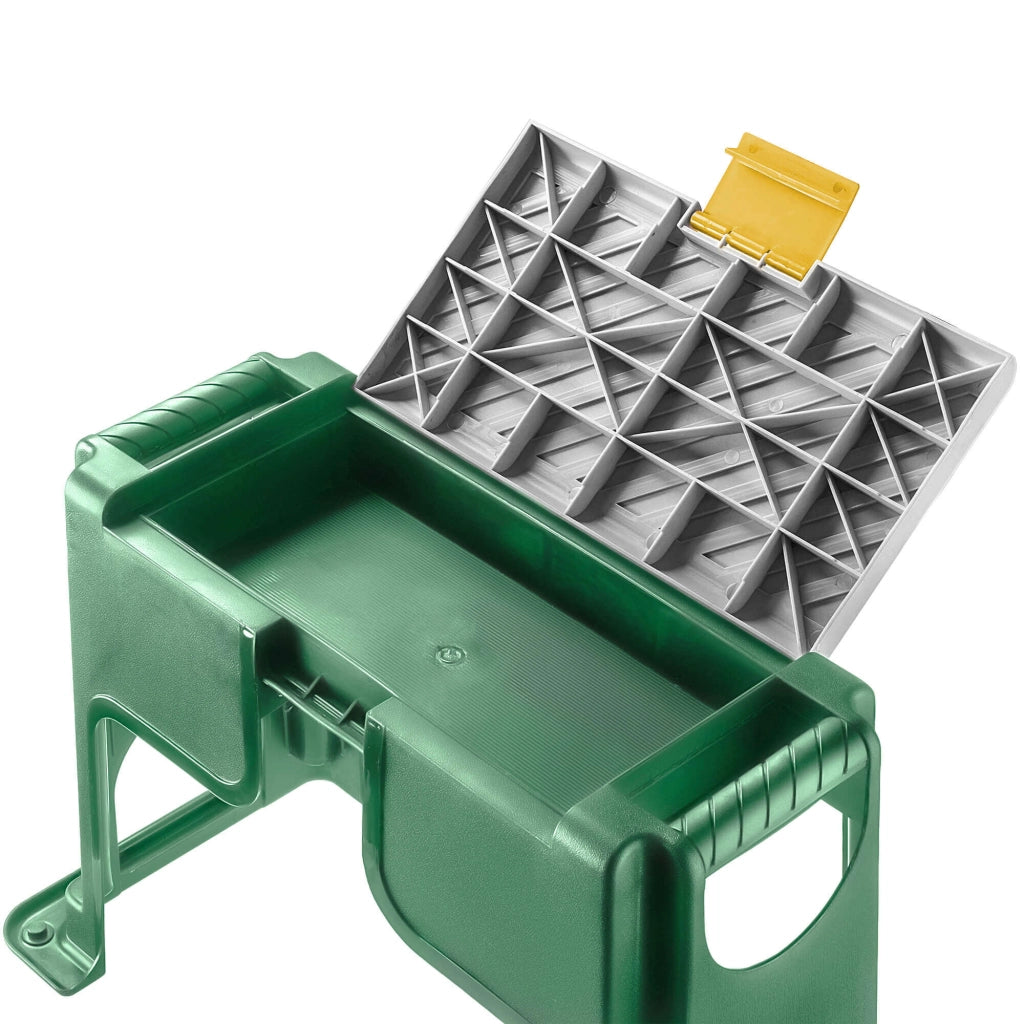 Sgabello da giardino KADAX con inginocchiatoio, sedia e contenitore, 3 in 1, sedile pieghevole